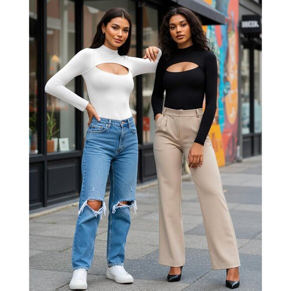 Women's Long Sleeve Shirt Soft Rayon Spandex Slim Fit Casual Top - Picture 5 of 6